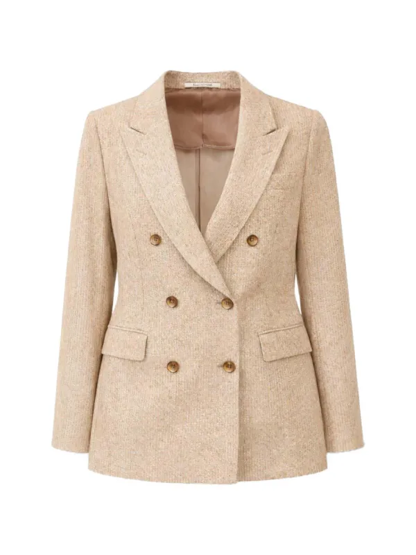 Tagliatore Peak-lapel Double-breasted Blazer in Neutrals