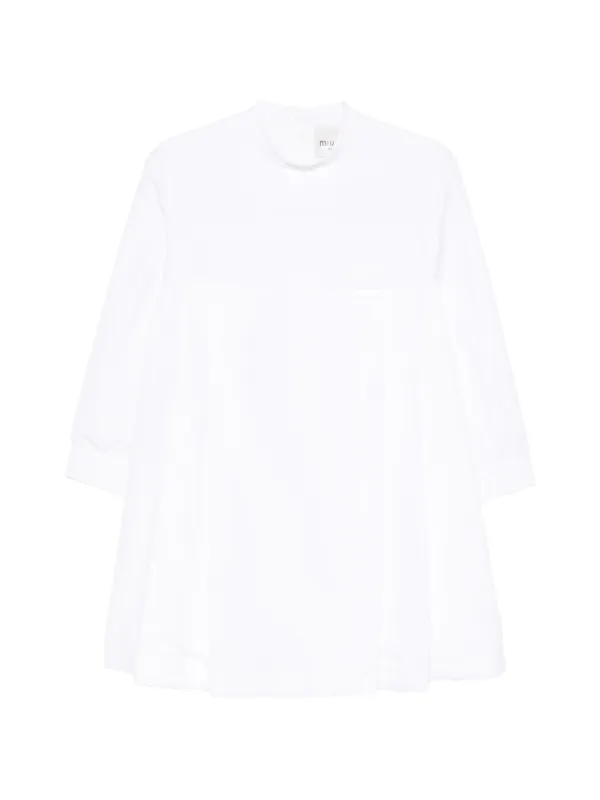Miu Miu Long-sleeve Shirt Dress in White