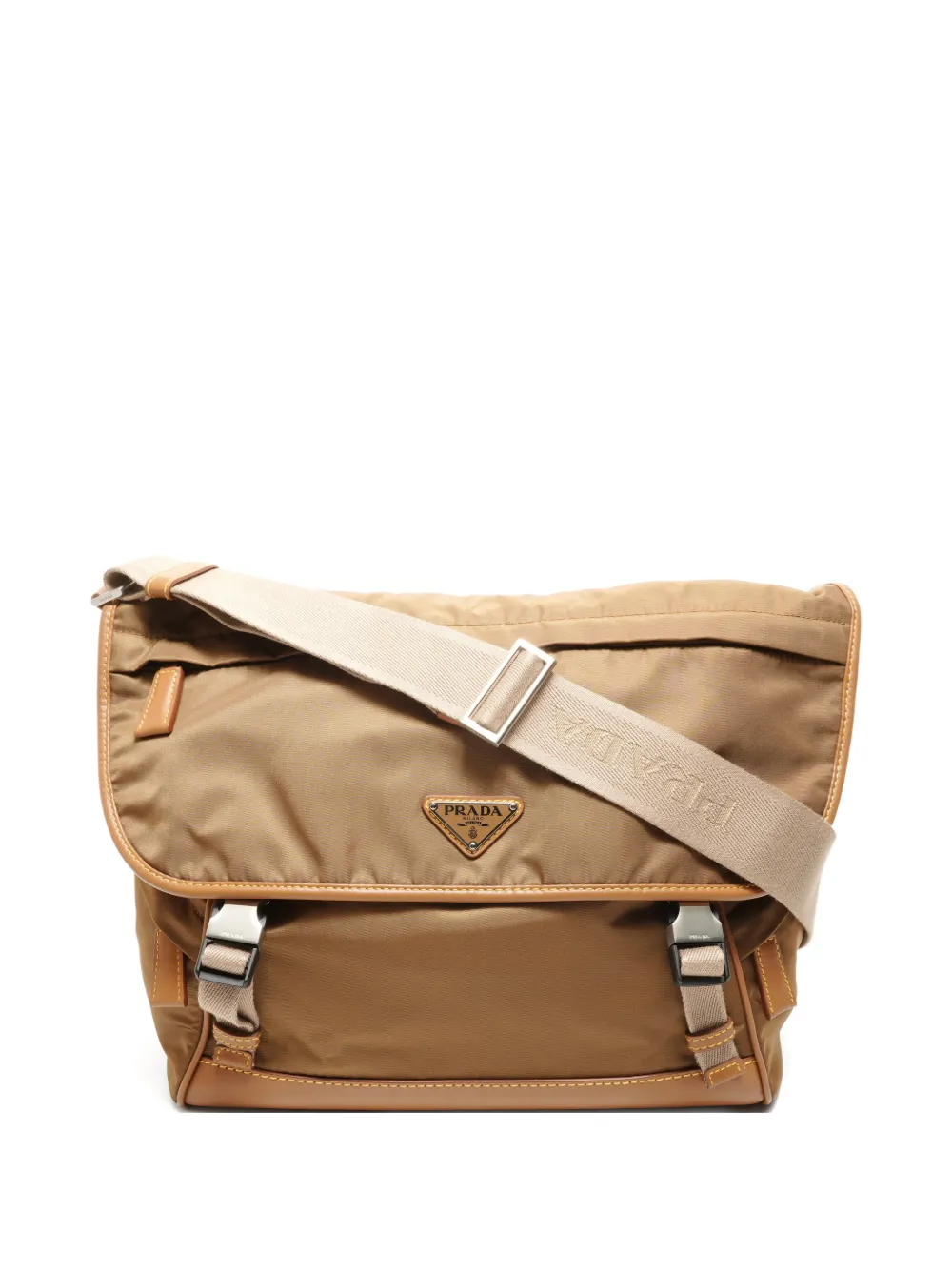 Prada Pre-Owned 2020-2025 logo-plaque shoulder bag - Toni neutri