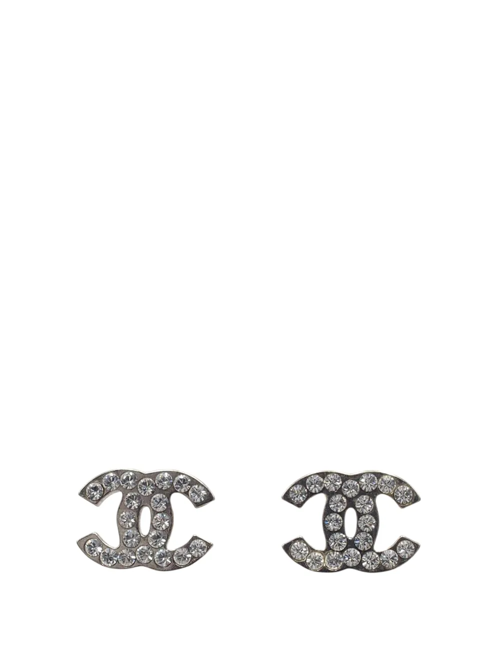 CHANEL Pre-Owned 2007 Silver Plated CC Rhinestone Push Back Earrings costume earrings - Argento