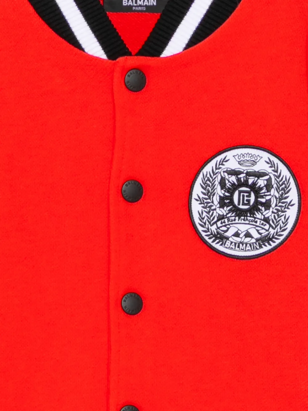 Balmain Kids Logo-patched Two-tone Jacket - Red 