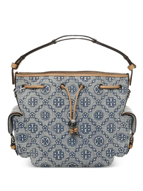 Tory Burch bolsa bucket de mezclilla con monograma T