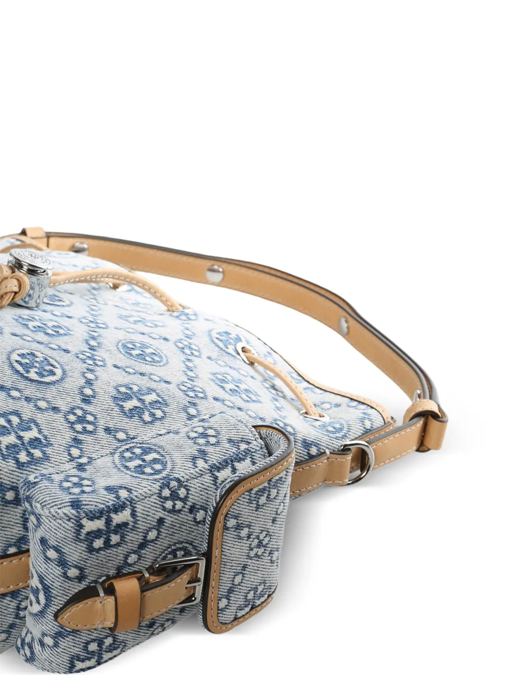 Tory Burch T Monogram denim bucket-tas Blauw