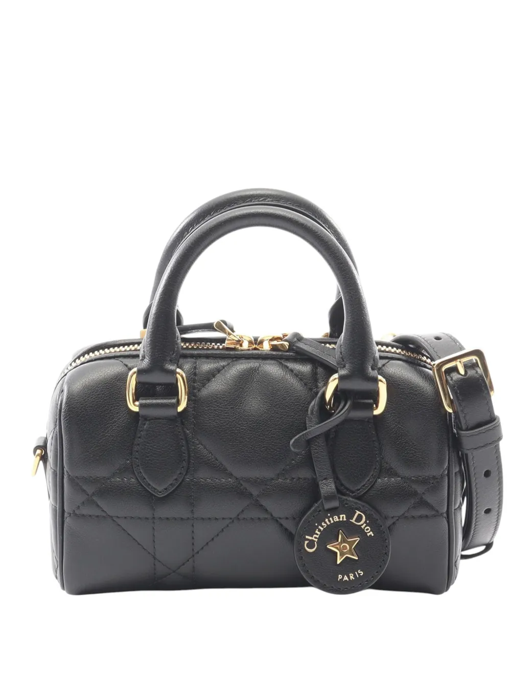 Christian Dior Pre-Owned 2010-2026 Mini Lambskin Macrocannage Groove 17 satchel - Nero