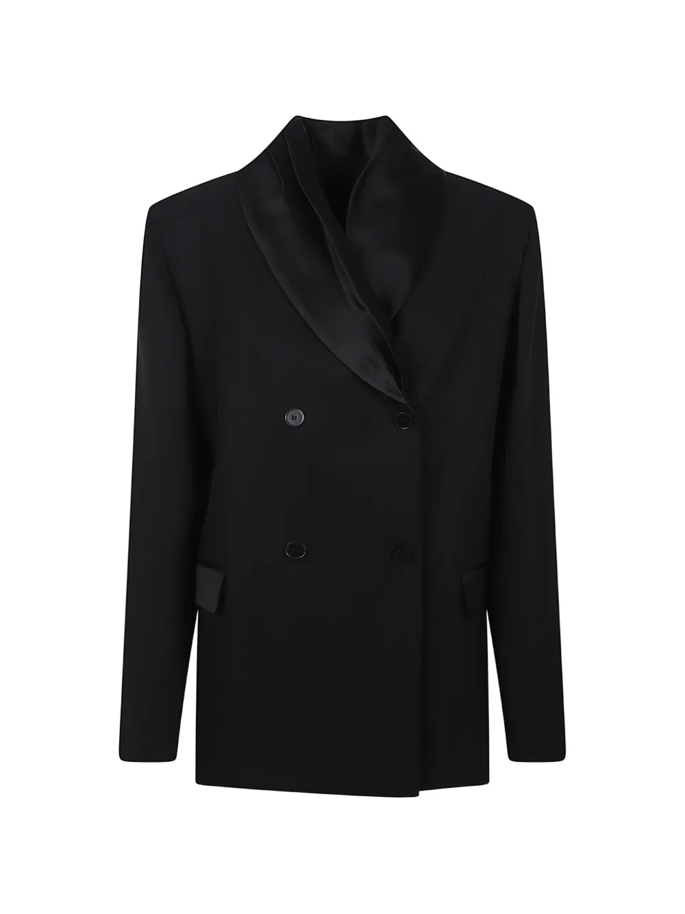 LouLou de Saison Jiha double-breasted shawl-lapel jacket - Black