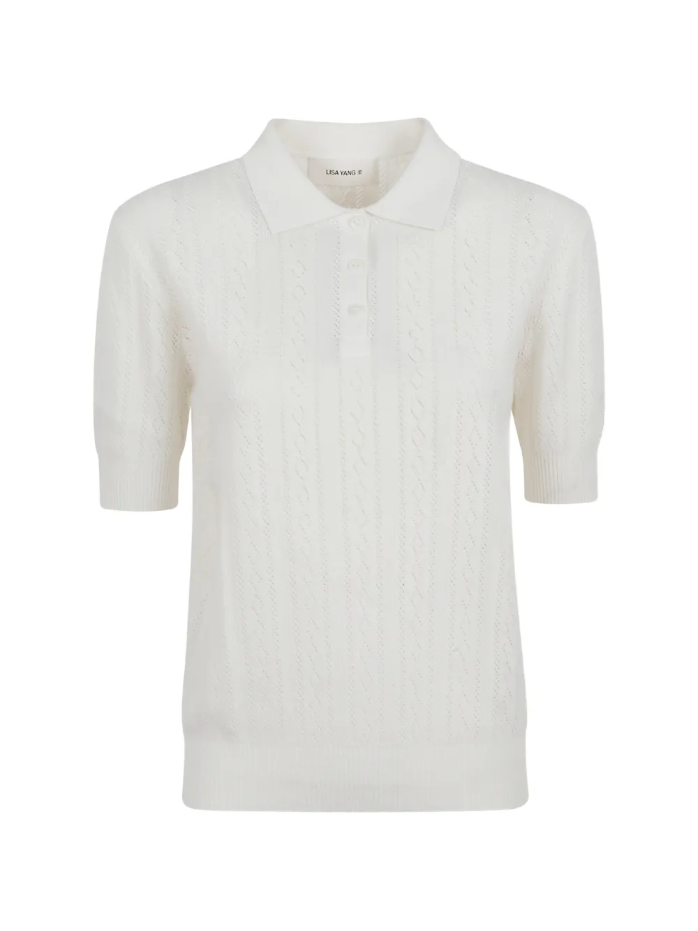 Lisa Yang pointelle-knit polo top - Weiß