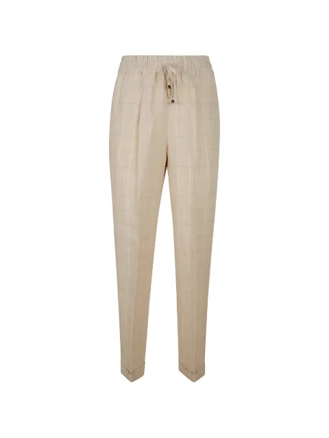 Kiton check-pattern drawstring trousers