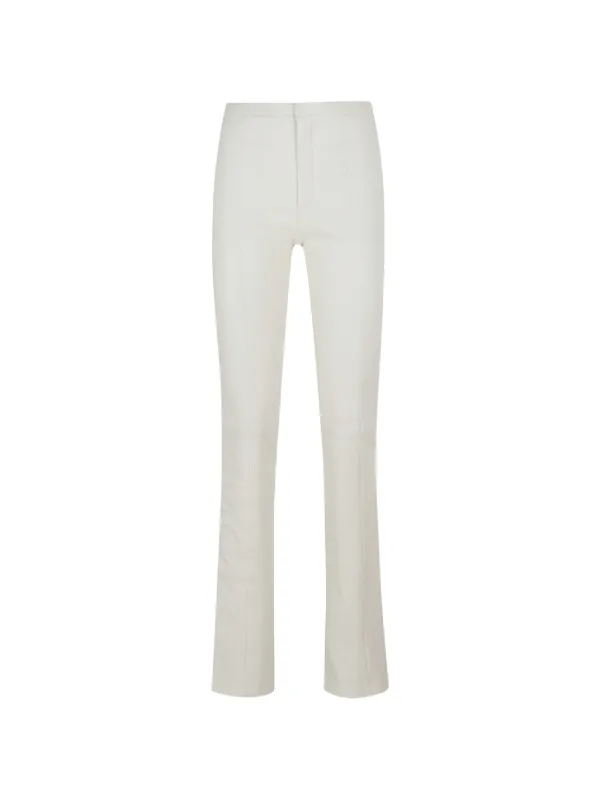 Stouls Lambskin Panelled Straight Trousers in White