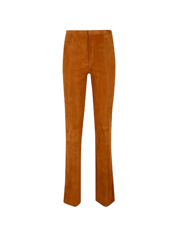 Stouls Suede Slim-fit Trousers in Brown