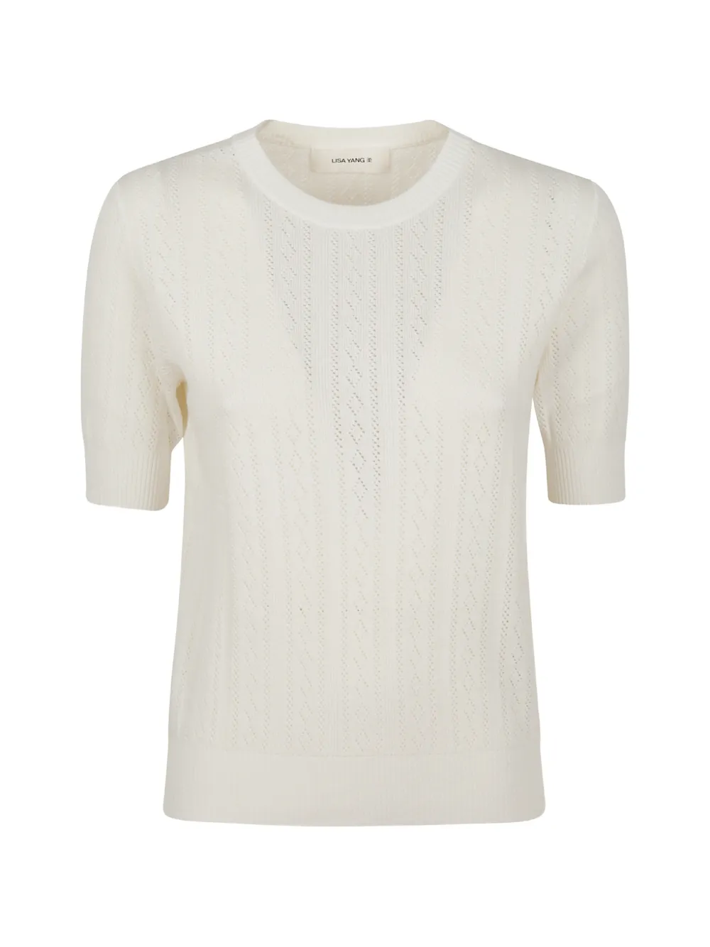 Lisa Yang pointelle-knit short-sleeve sweater - Toni neutri