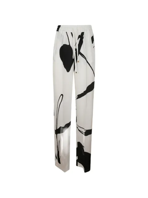 Kiton abstract-print silk trousers