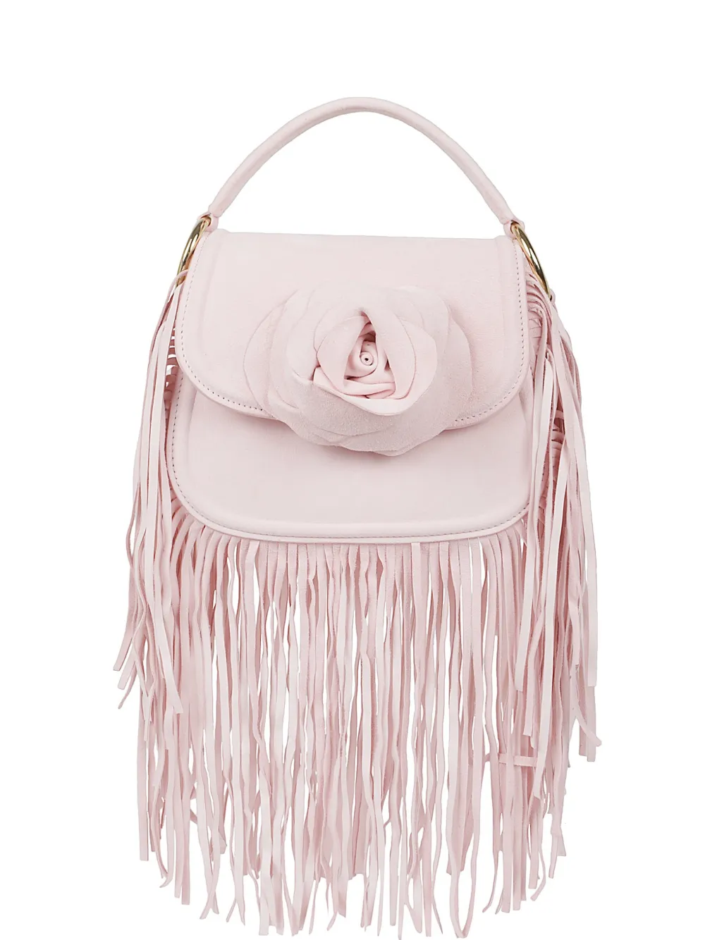 Gedebe Alice fringe-trim floral-appliqué tote bag - Rosa