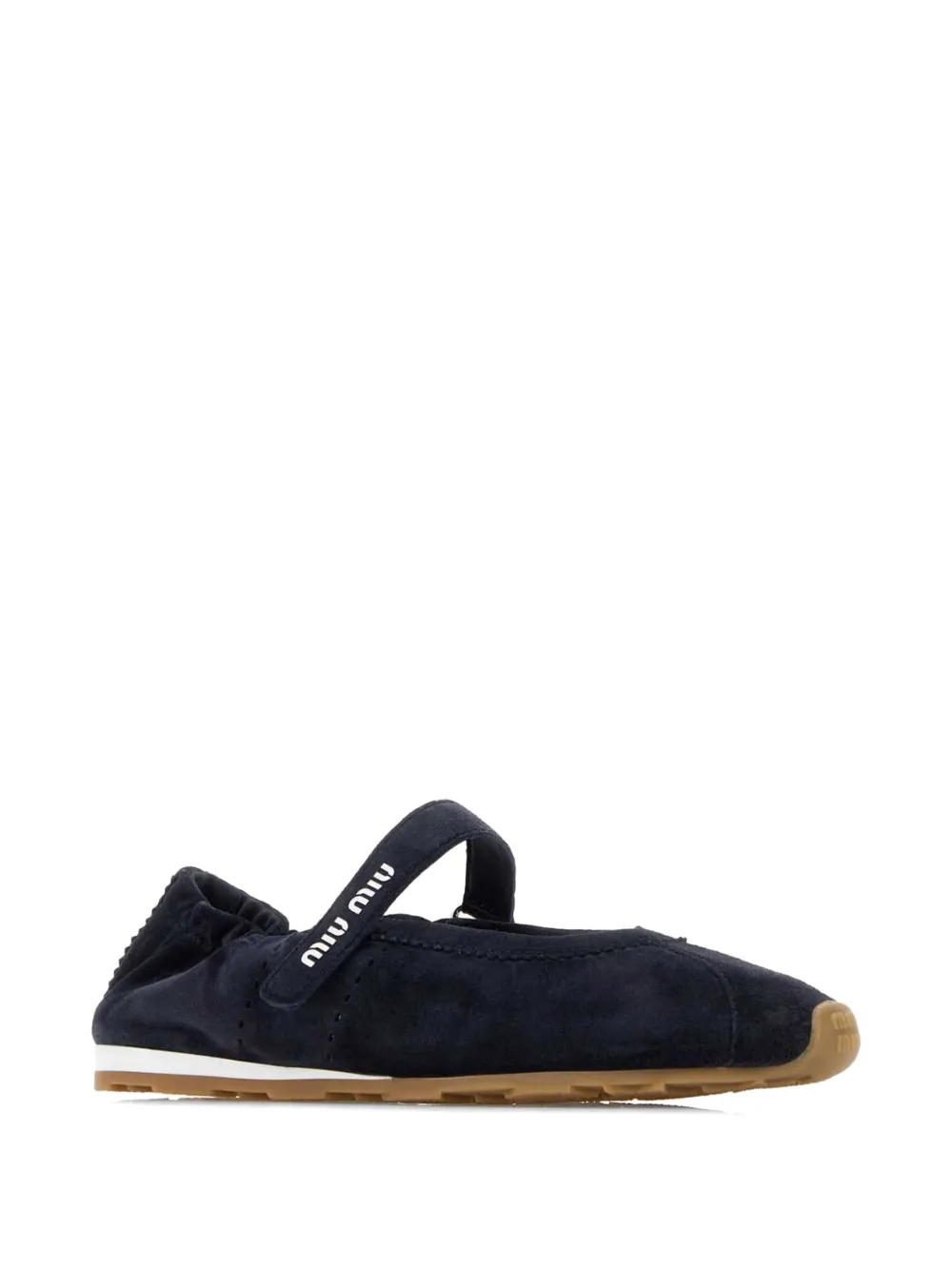 Miu logo-strap ballerina flats Blauw