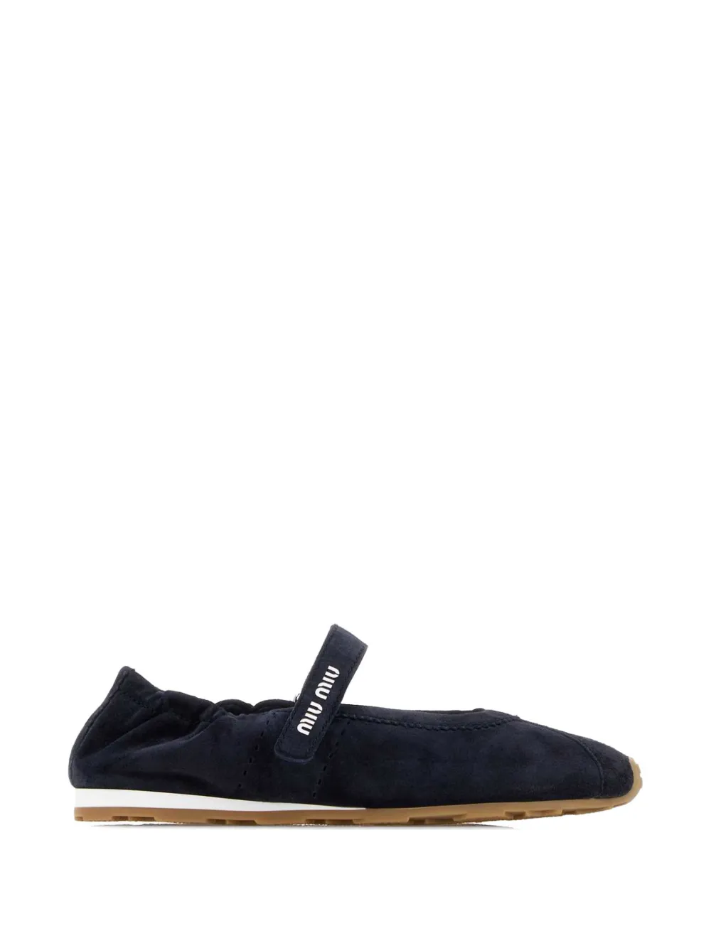 Miu Miu logo-strap ballerina flats - Blu