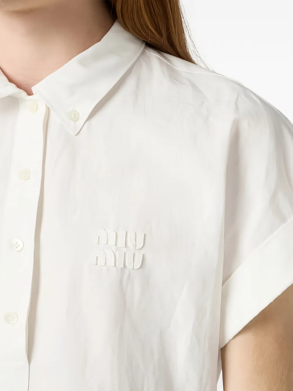 Miu Mini-jurk verfraaid met logo Wit