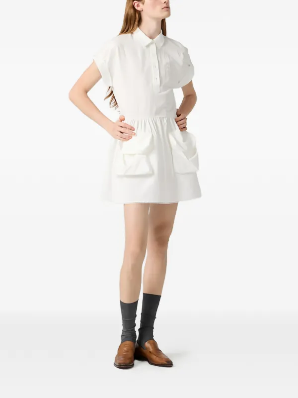 Miu Miu Slubbed Poplin Dress in White