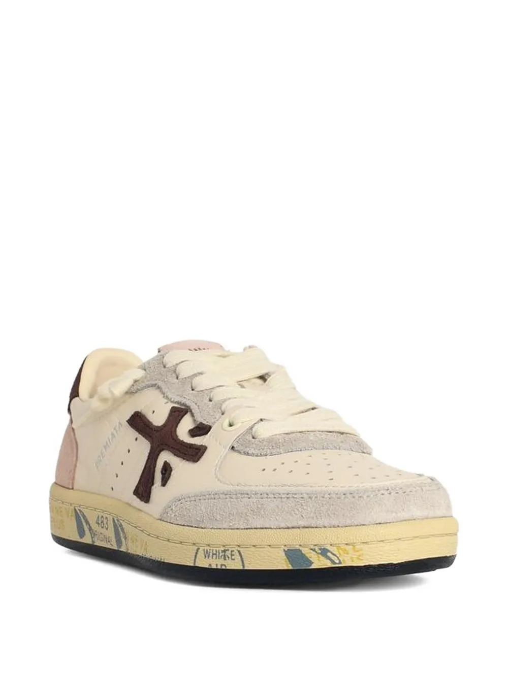Premiata BSKT suède sneakers met logo Beige