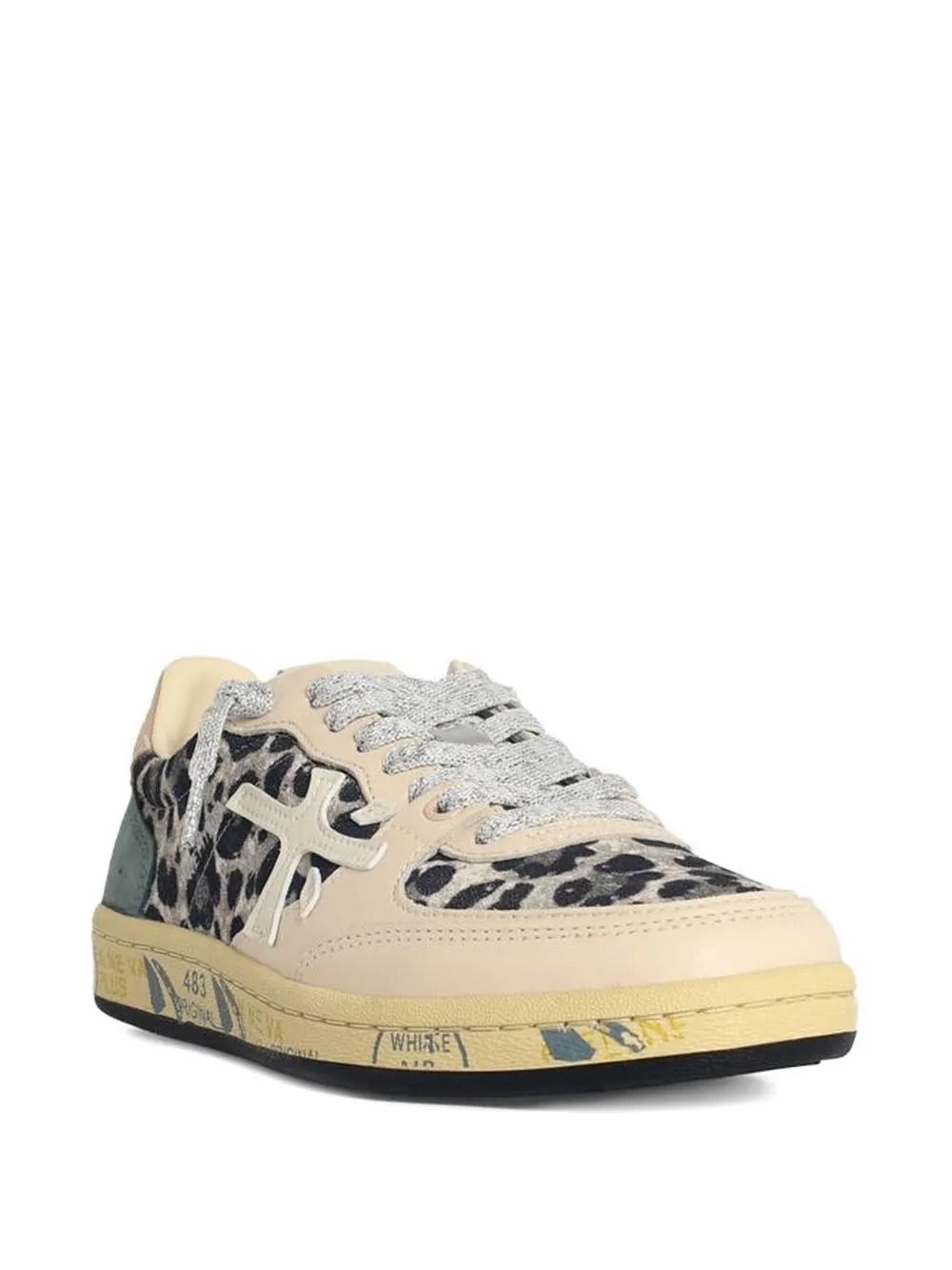 Premiata Leren sneakers met luipaardprint Beige
