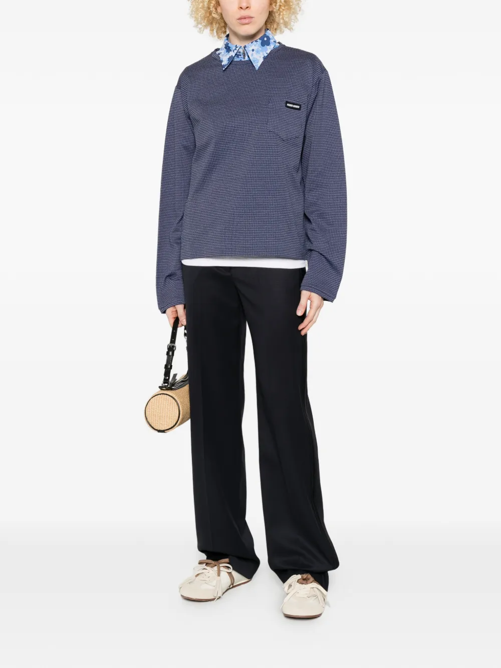 Miu T-shirt met borstzak Blauw