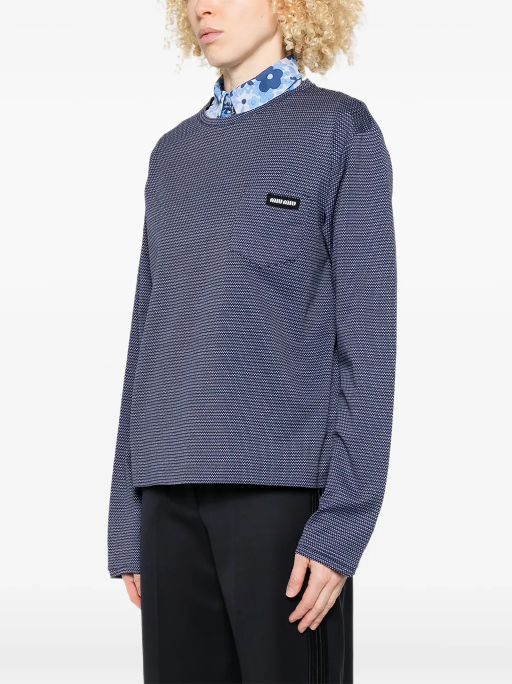 Miu T-shirt met borstzak Blauw