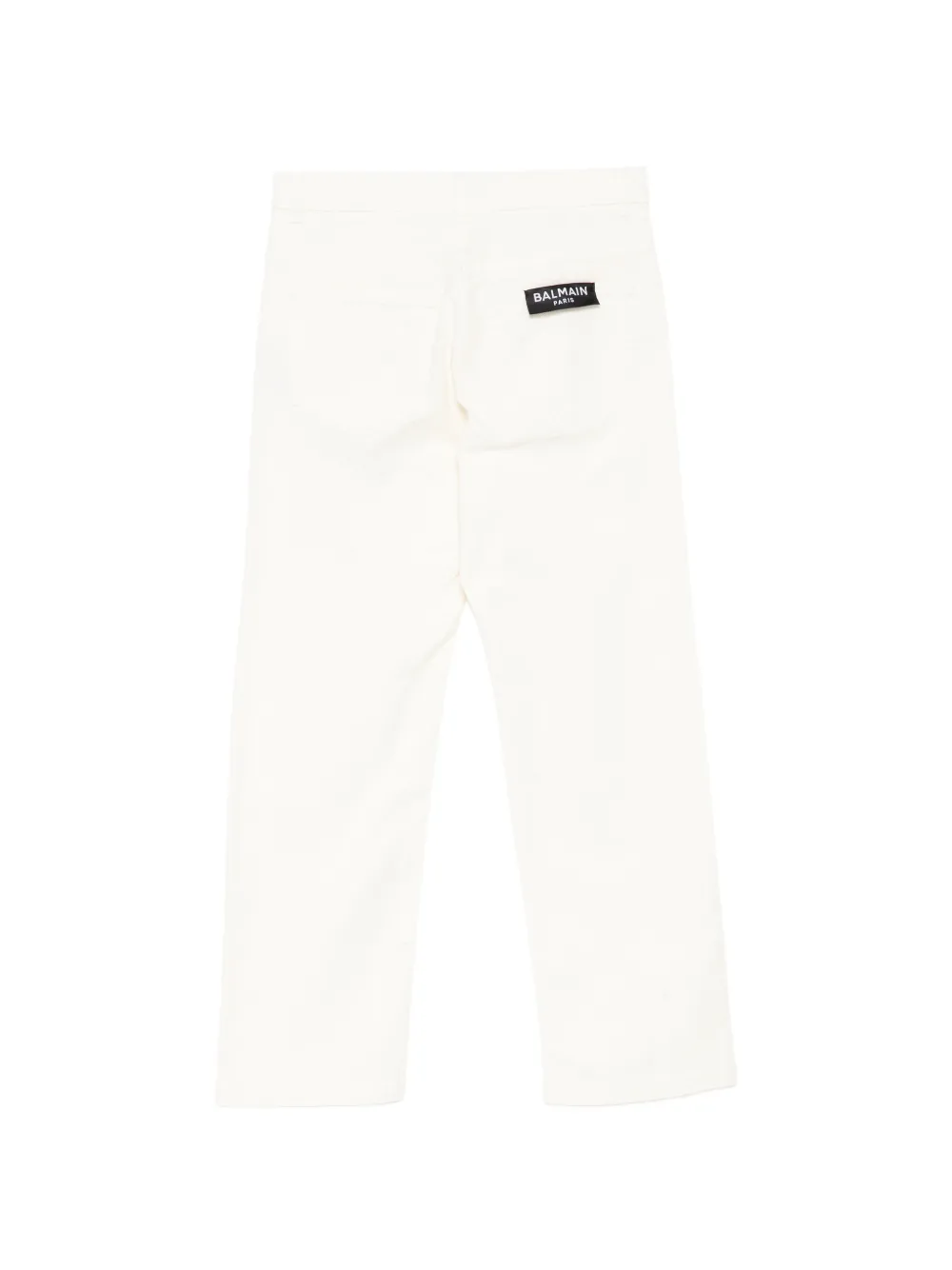  Balmain Kids Logo-button Straight-leg Jeans - Neutrals 