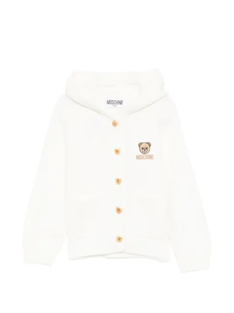 Moschino Kids teddy appliqué hooded jacket