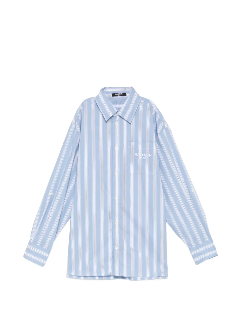 Balmain Kids logo-embroidered striped shirt - Blue