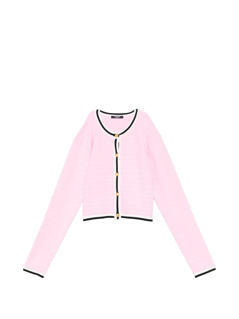 Balmain Kids logo-button striped cardigan - Rosa