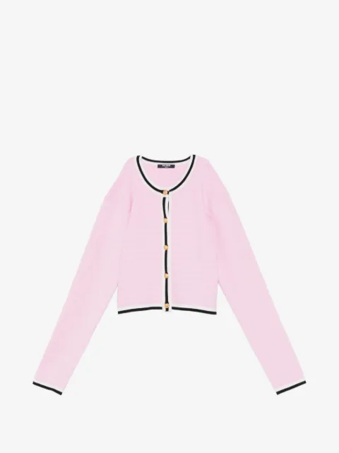 Balmain Kids logo-button striped cardigan