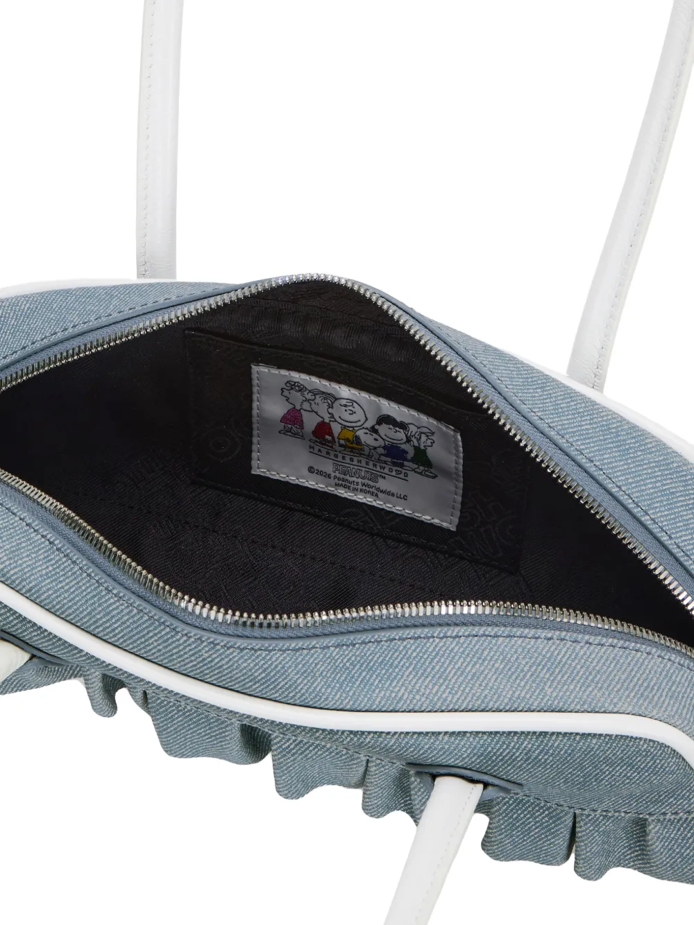 Marge Sherwood x Peanuts Boston schoudertas met ruches Blauw
