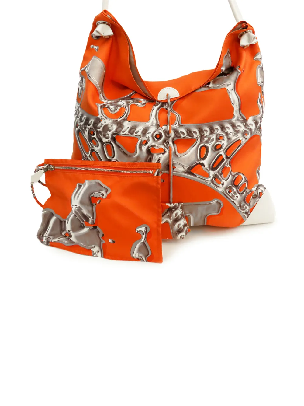 Hermès Pre-Owned 2010 Silk and Barenia Vif Argent Silky City 38 crossbody bag - Bianco