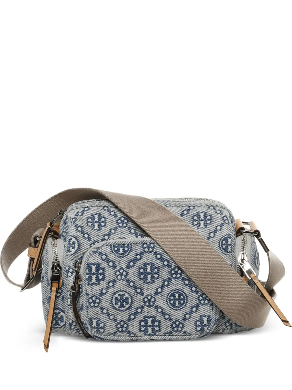 Tory Burch T Monogram zip-fastening cross body bag - Blu