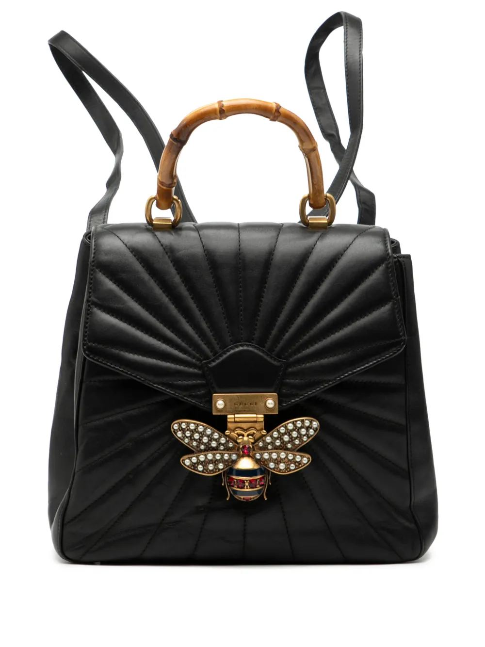 Gucci Pre-Owned 2016-2026 Calfskin Bamboo Trapuntata Queen Margaret backpack - Nero