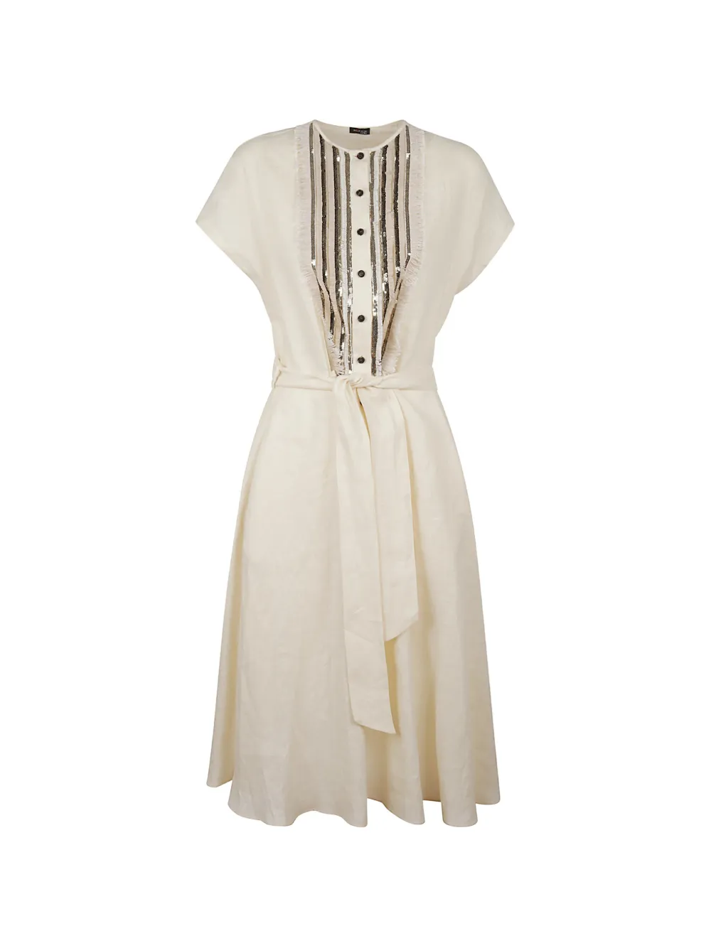 Kiton sequin-embellished frayed-trim dress - Toni neutri