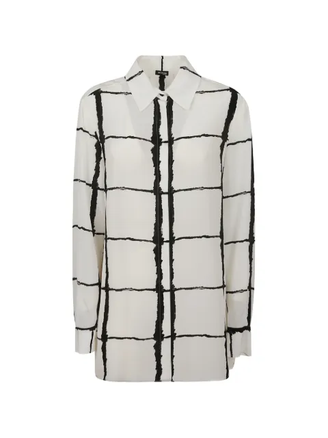 Kiton check-print silk shirt