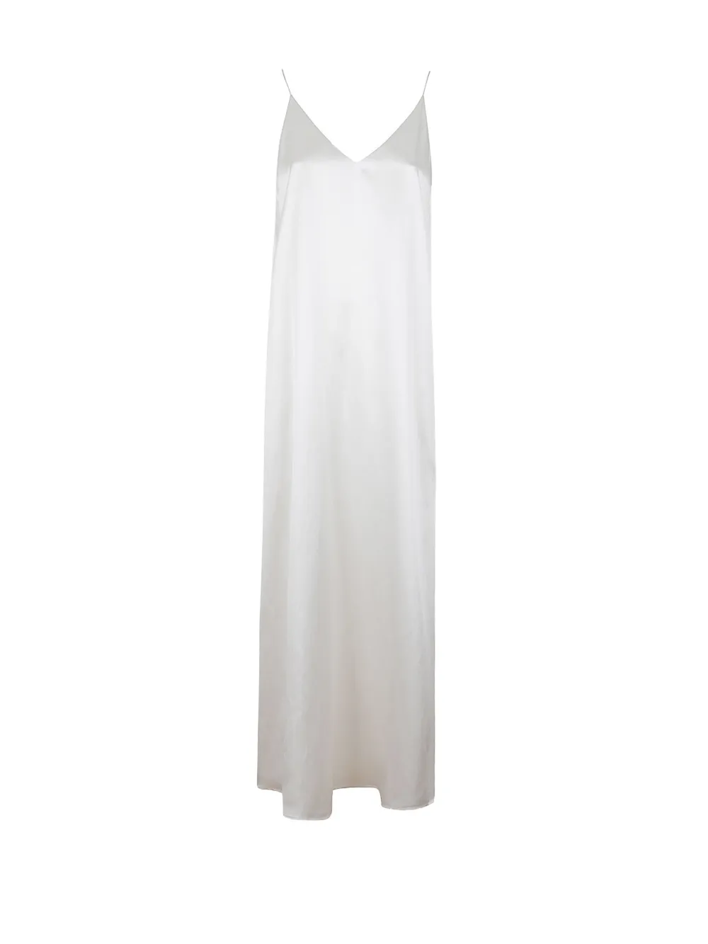Lisa Yang satin-finish V-neck dress - Bianco