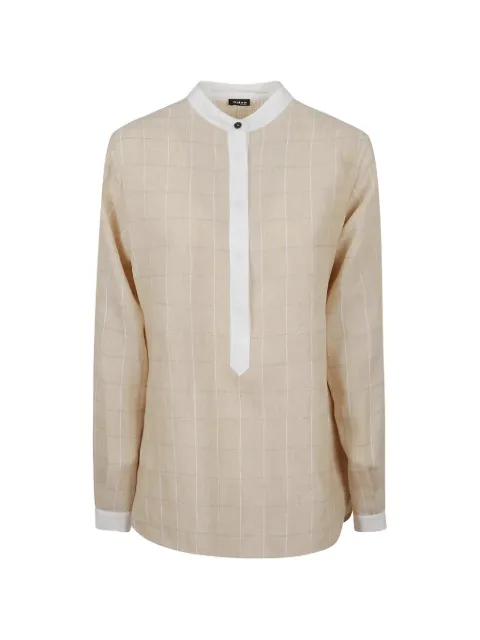 Kiton check-pattern linen shirt