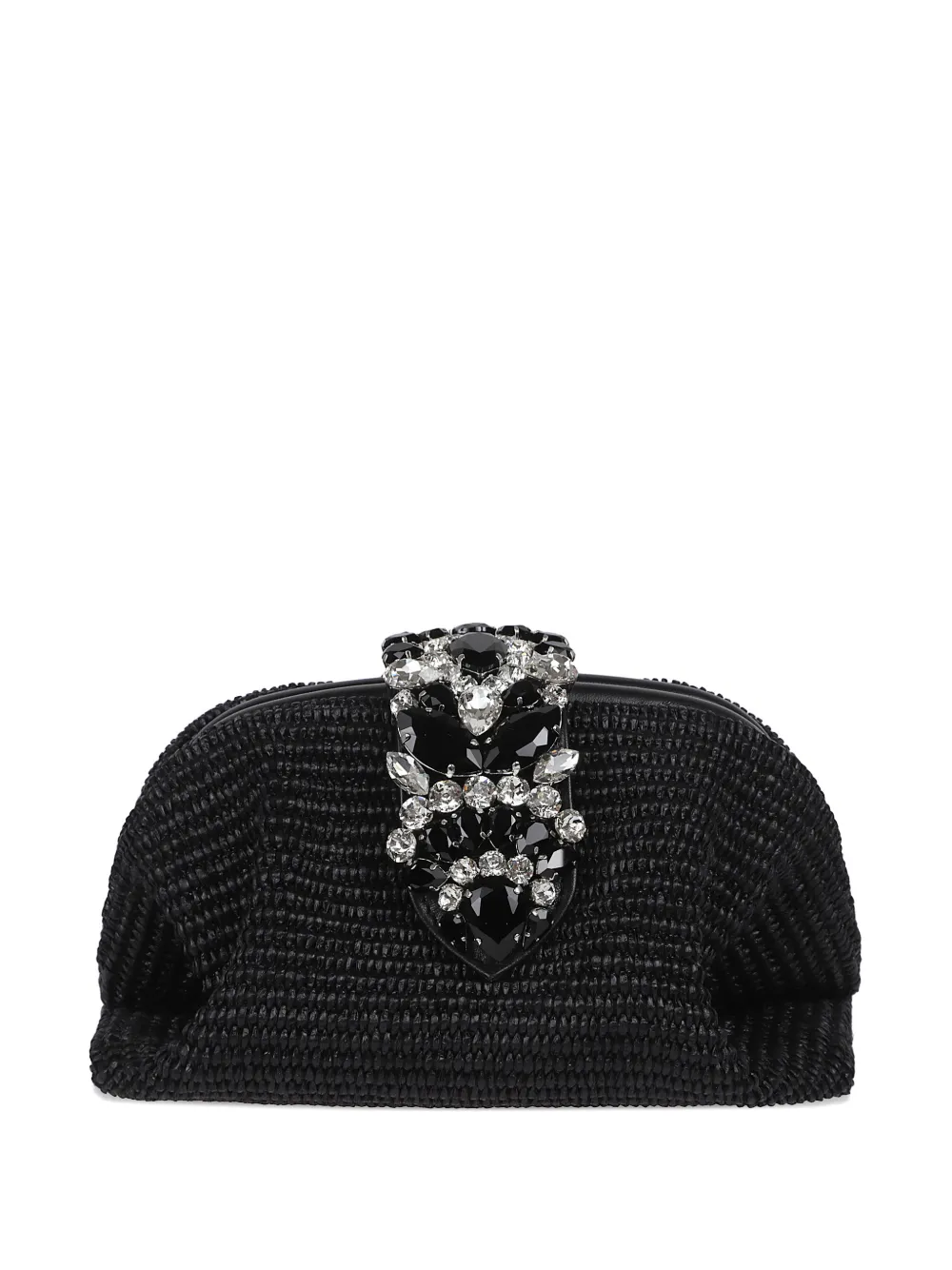 Gedebe crystal-embellished woven clutch bag - Nero