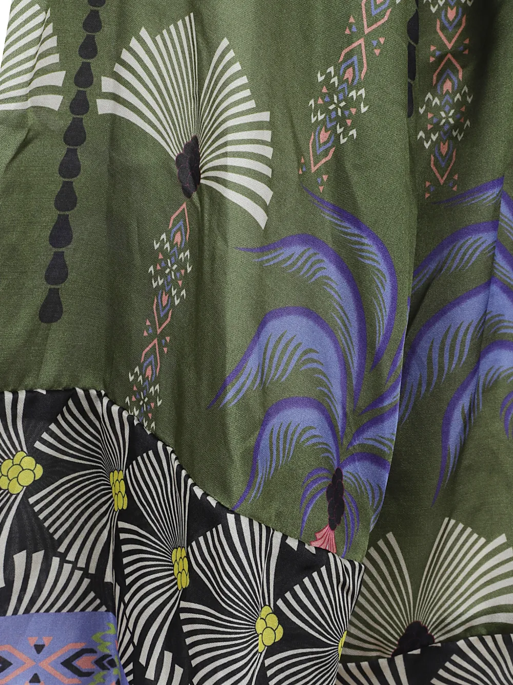 Anjuna Carlotta kimono met palmprint en ceintuur Groen