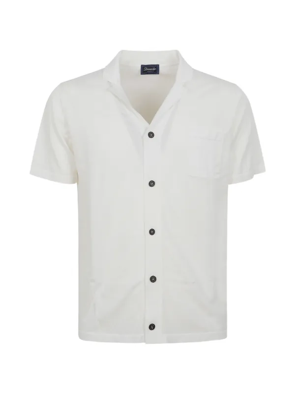 Drumohr Notched-collar Short-sleeve Shirt in Neutrals