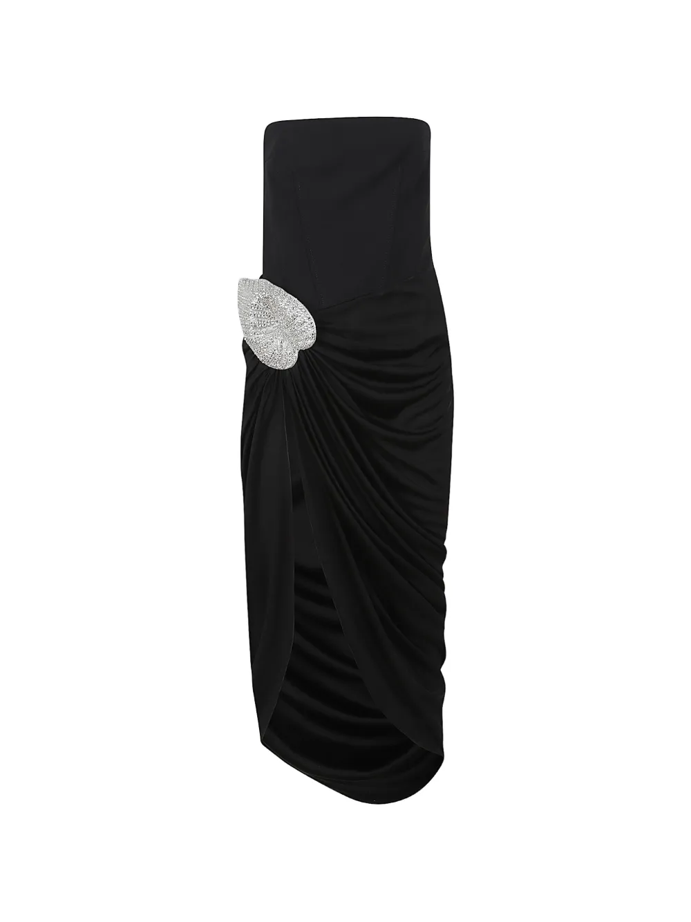 David Koma crystal-embellished ruched midi dress - Nero