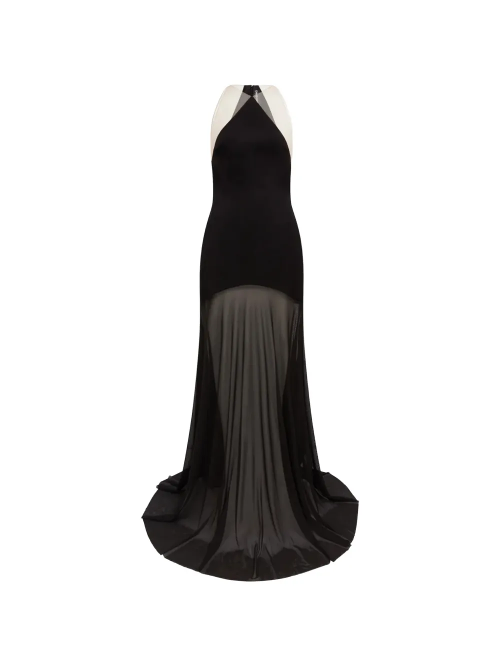 David Koma mesh-panelled halterneck maxi dress - Nero