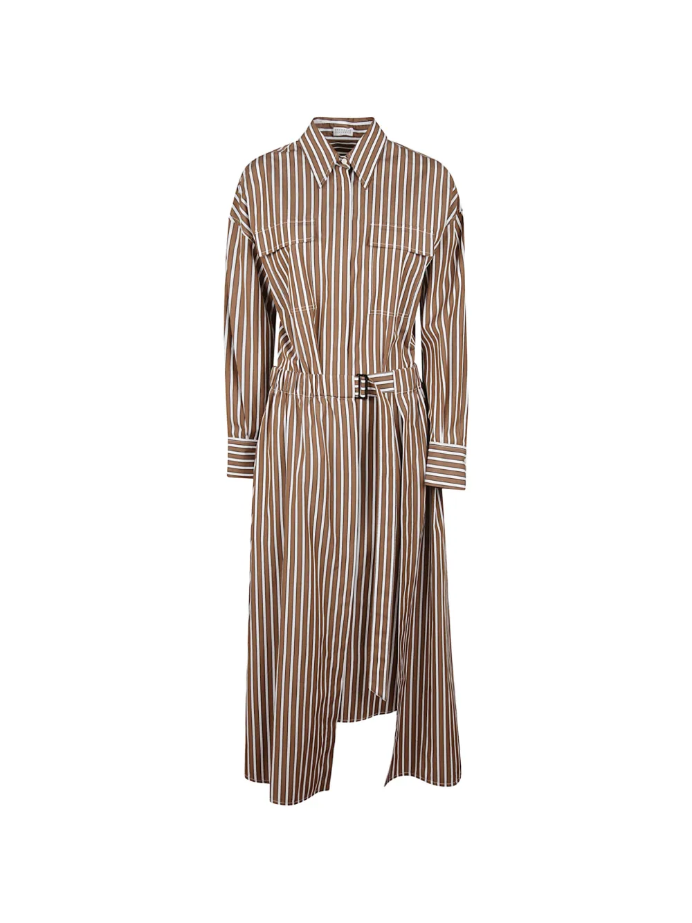 Brunello Cucinelli striped midi shirt dress - Toni neutri