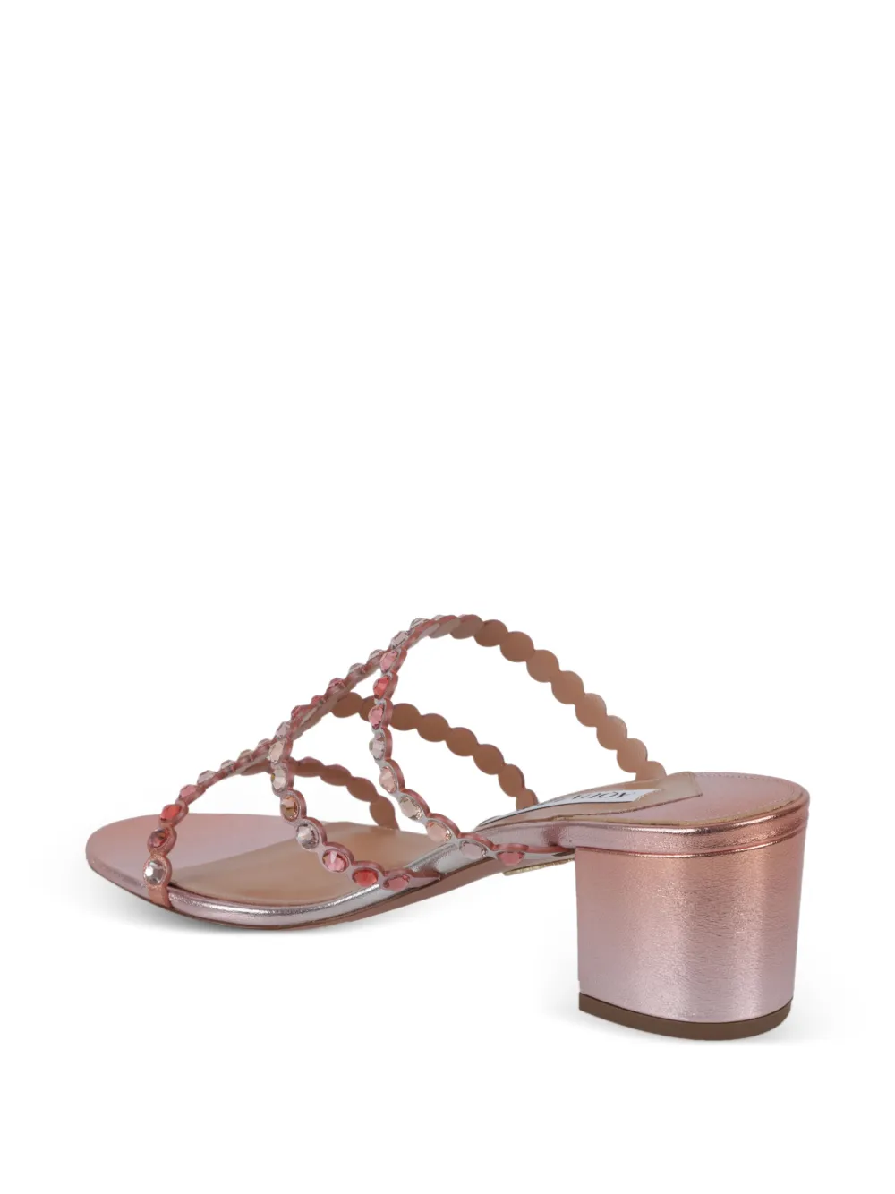 Aquazzura Tequila crystal-embellished scalloped sandals Roze
