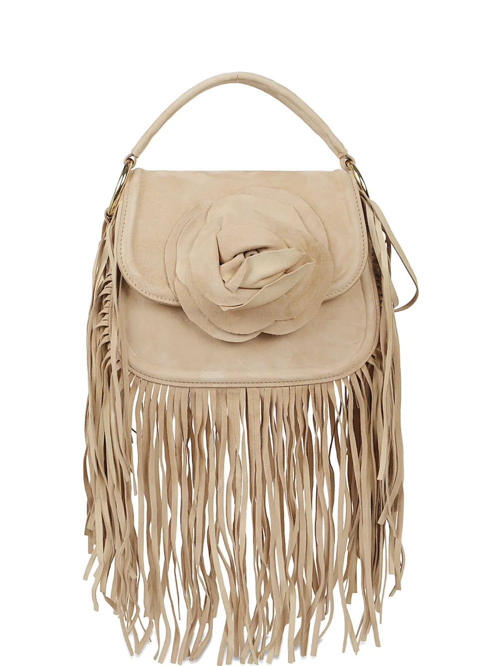 Gedebe Alice fringed floral-appliqué tote bag - Toni neutri