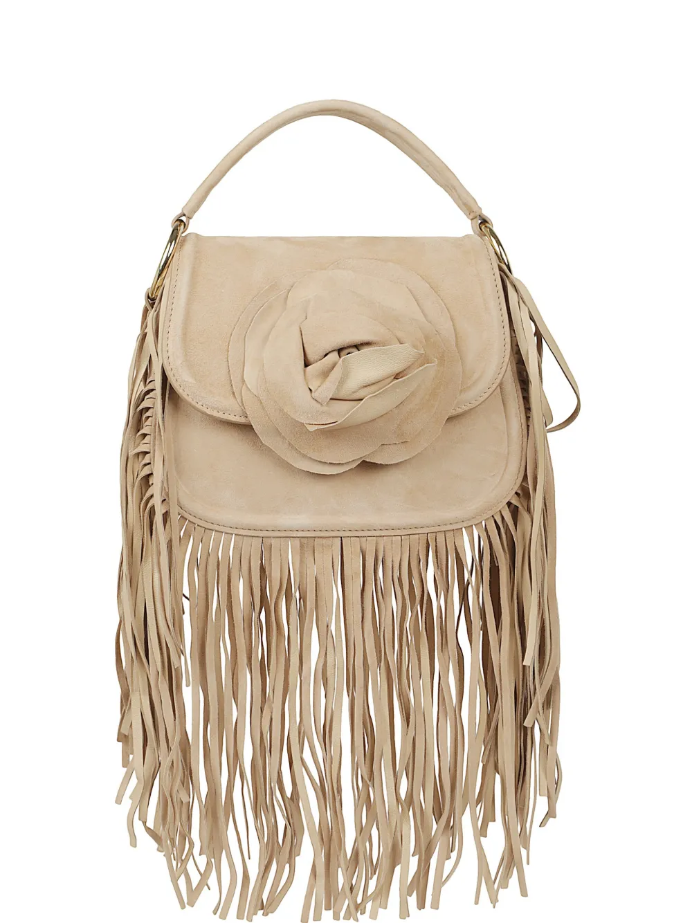 Gedebe Alice fringed floral-appliqué tote bag - Toni neutri
