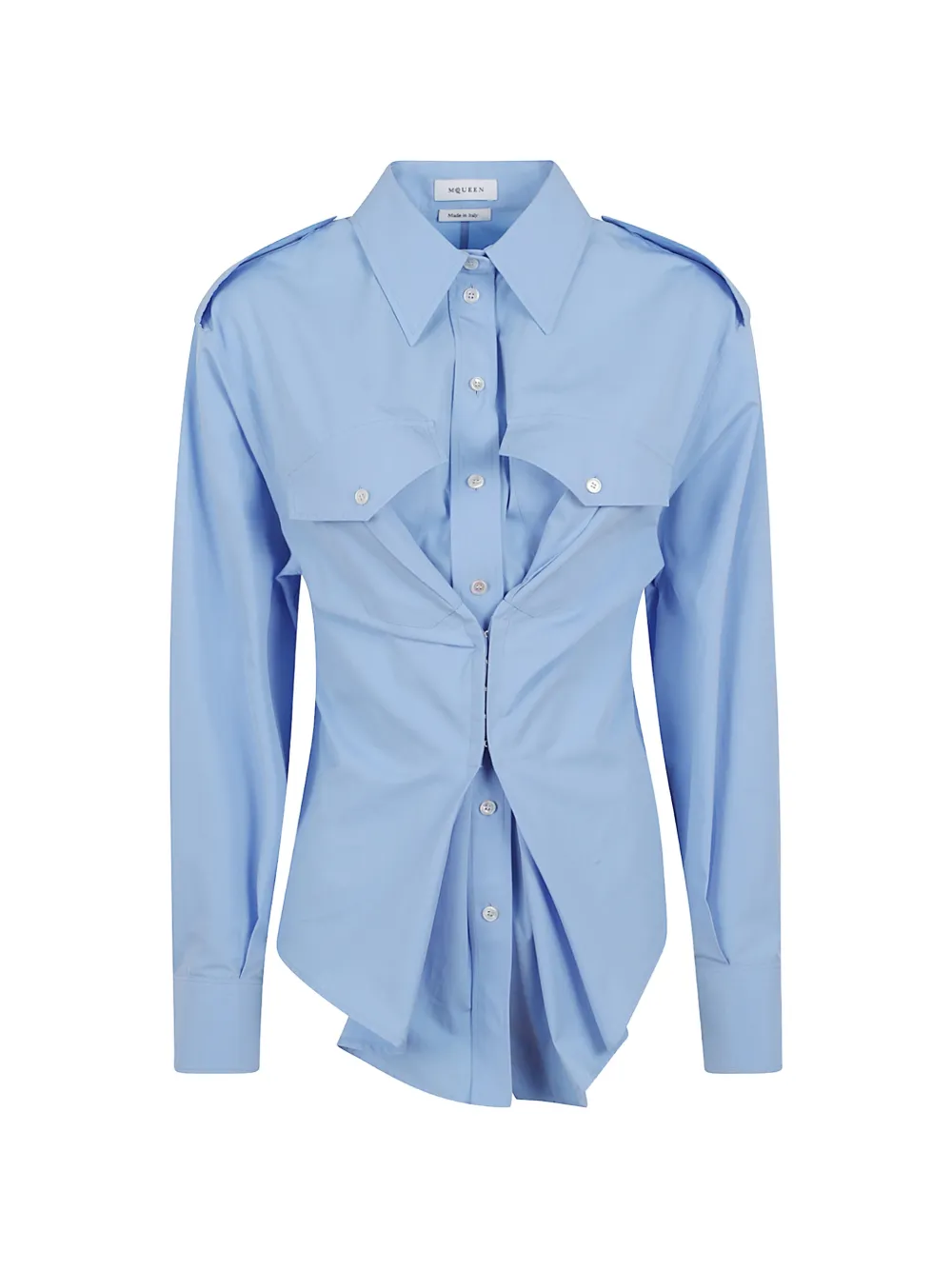Alexander McQueen corset-style epaulette shirt - Blu