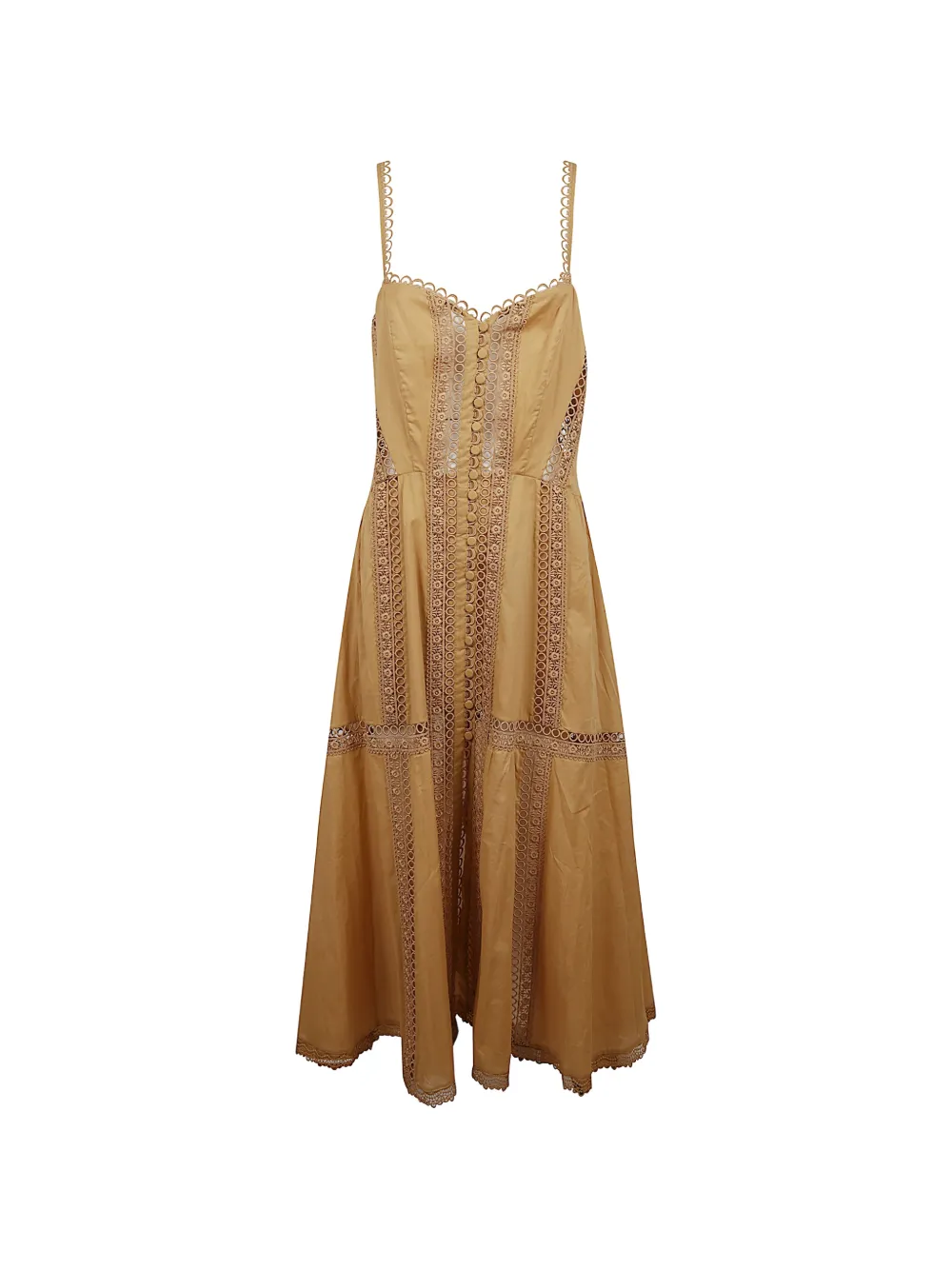 Charo Ruiz Ibiza button lace midi dress - Giallo