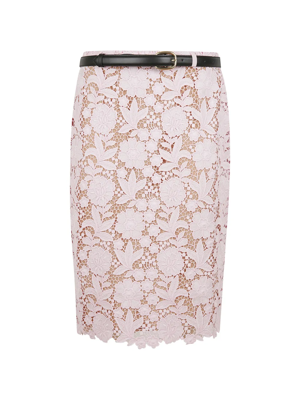 Self-Portrait floral-lace belted midi skirt - Rosa