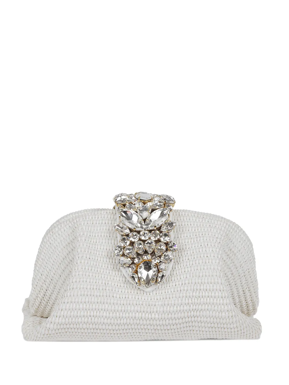 Gedebe crystal-embellished woven clutch bag - Bianco